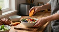 Roasted Sweet Potato, Black Bean, And Quinoa Salad